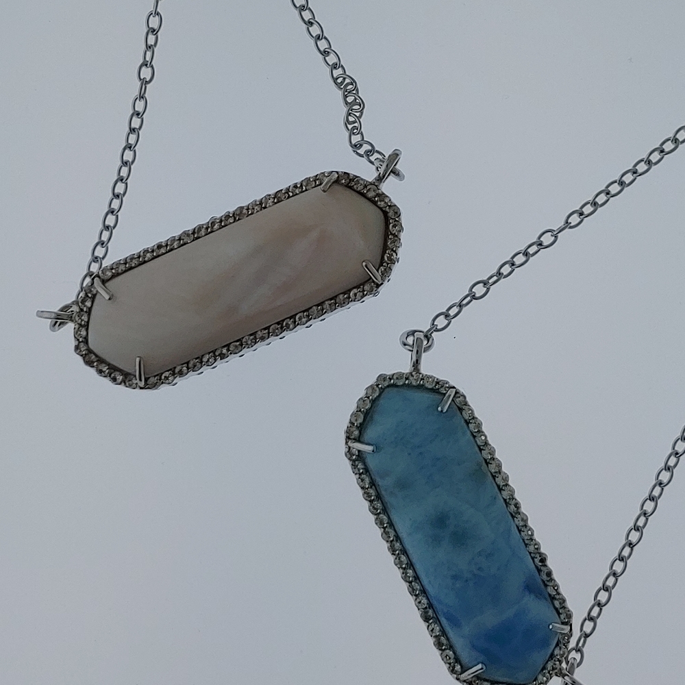 Sterling Silver Reversible Larimar Necklaces